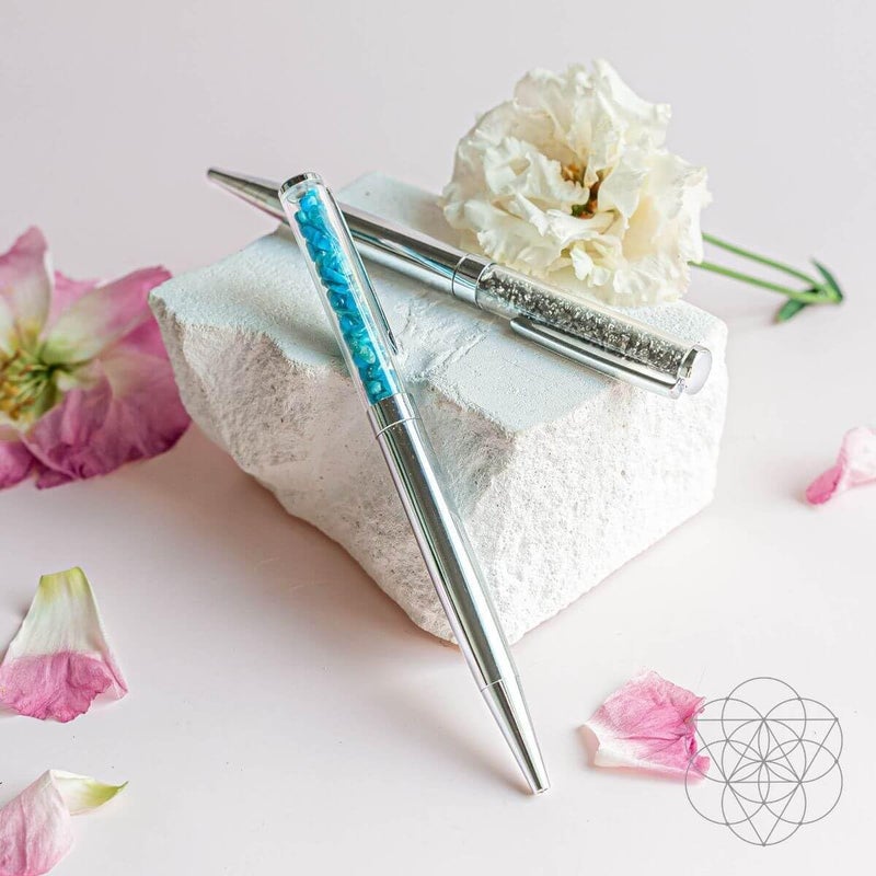 Conscious Items - Endless Possibilities Pyrite and Apatite Crystal Pen Set - Fancy Pens for Women and Men - Unique Pens for Girls - Image 3